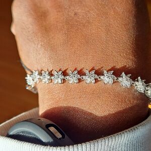 Aqua Cubic Zirconia Flower 501 Madison Tennis Bracelet
